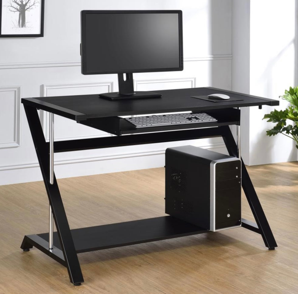 Mallet Computer Desk with Bottom Shelf Black 800222