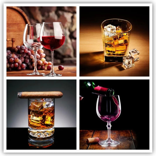4PC Whiskey & Wine Glass Wall Art SHS1323