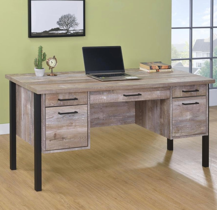 Samson 4-drawer Office Desk Weathered Oak 801950
