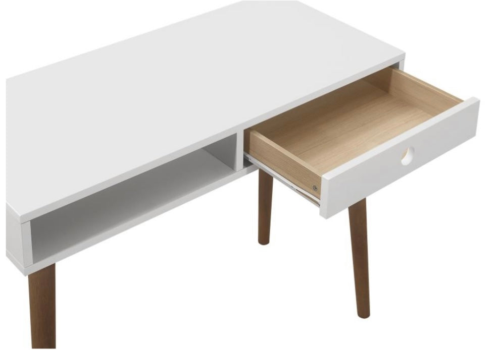 Bradenton 1-drawer Writing Desk White and Walnut 801931