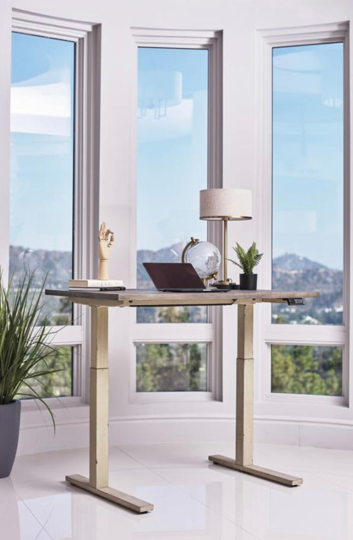 Myers Adjustable Height Standing Desk Weathered Pine and Antique Ivory 805480