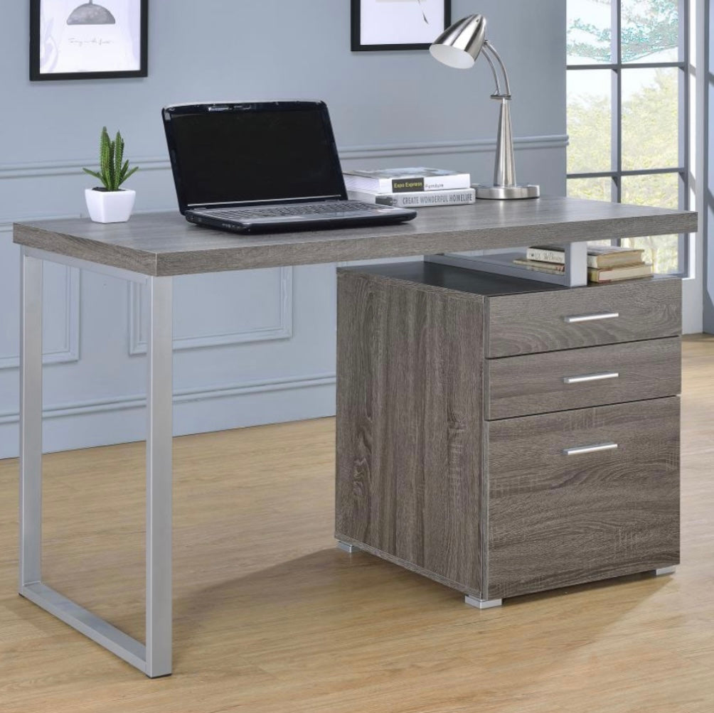 Brennan 3-drawer Office Desk Weathered Grey 800520
