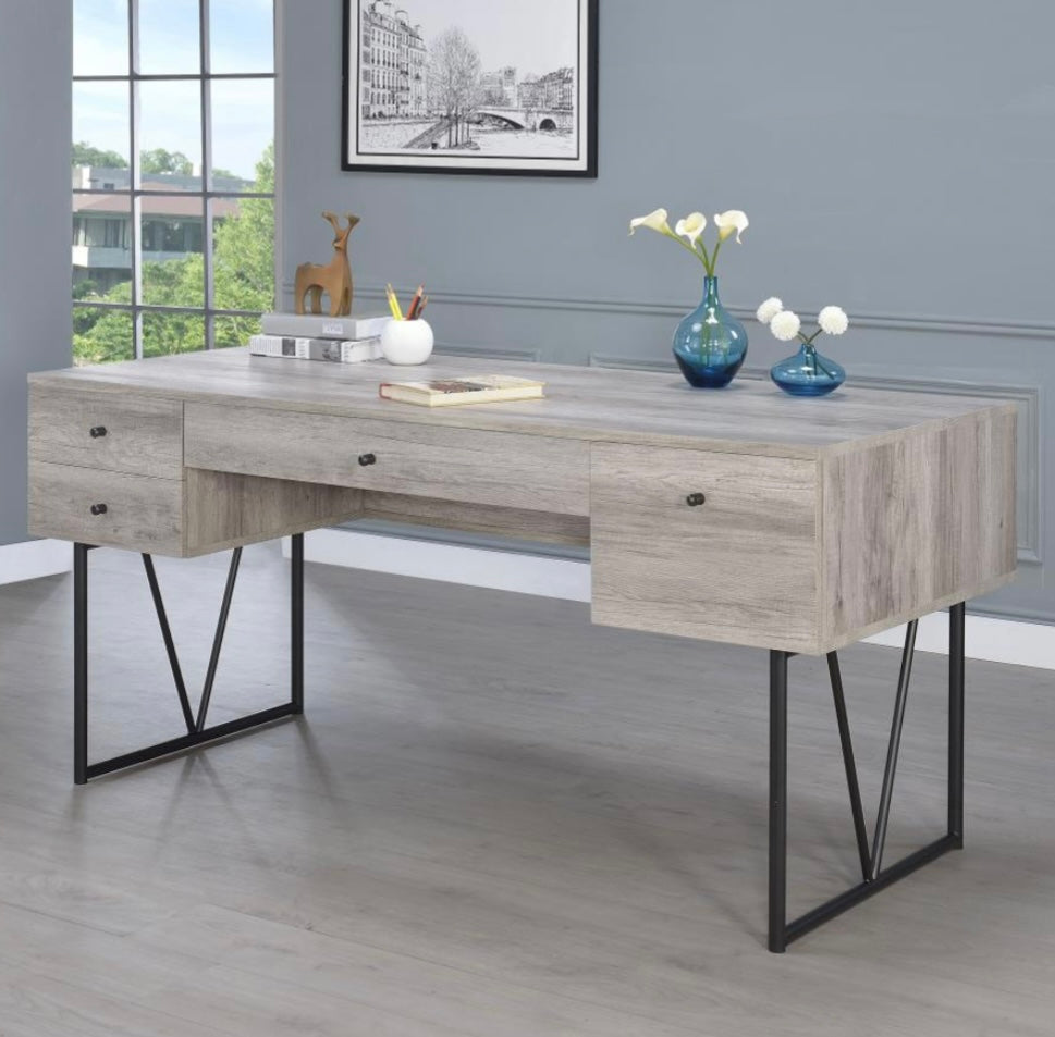 Analiese 4-drawer Writing Desk Grey Driftwood 801999
