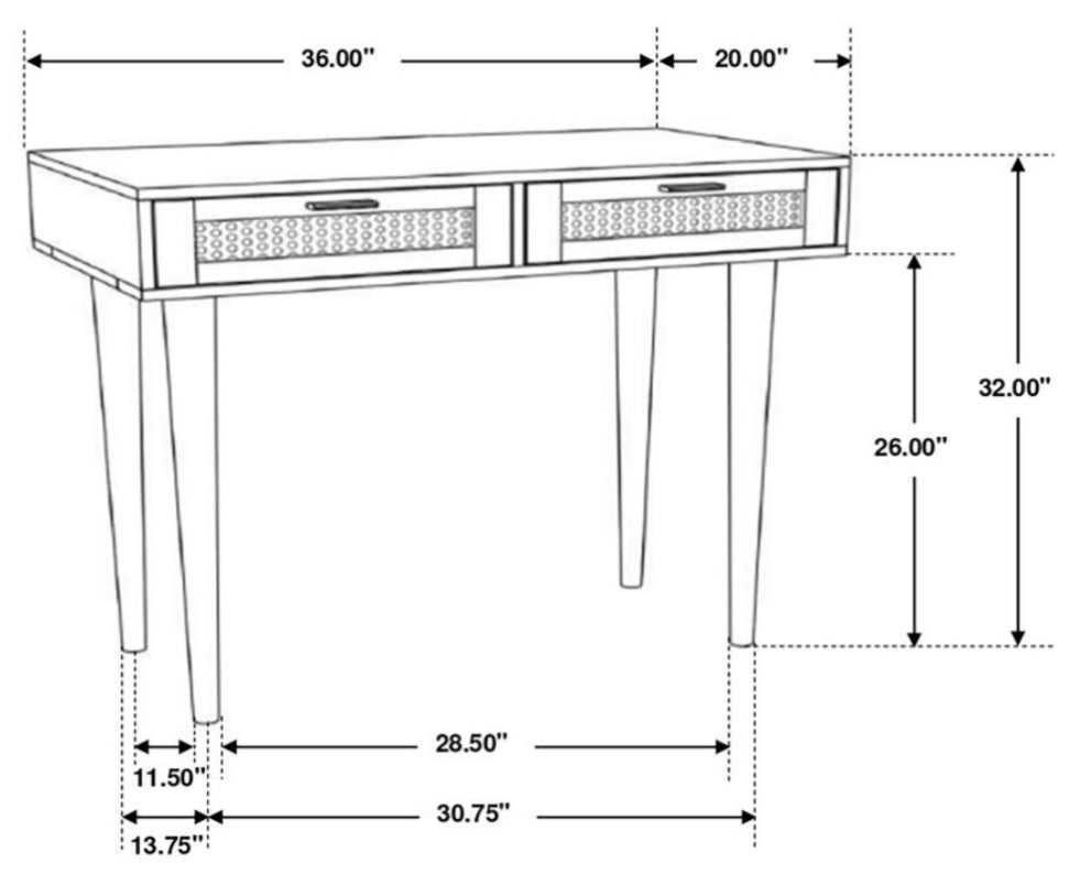 Zamora Rectangular 2-drawer Accent Writing Desk Natural 959575