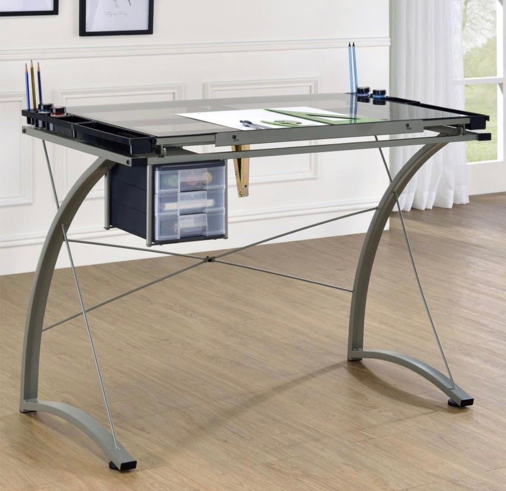 Melo 3-Drawer Drafting Desk Champagne 800986