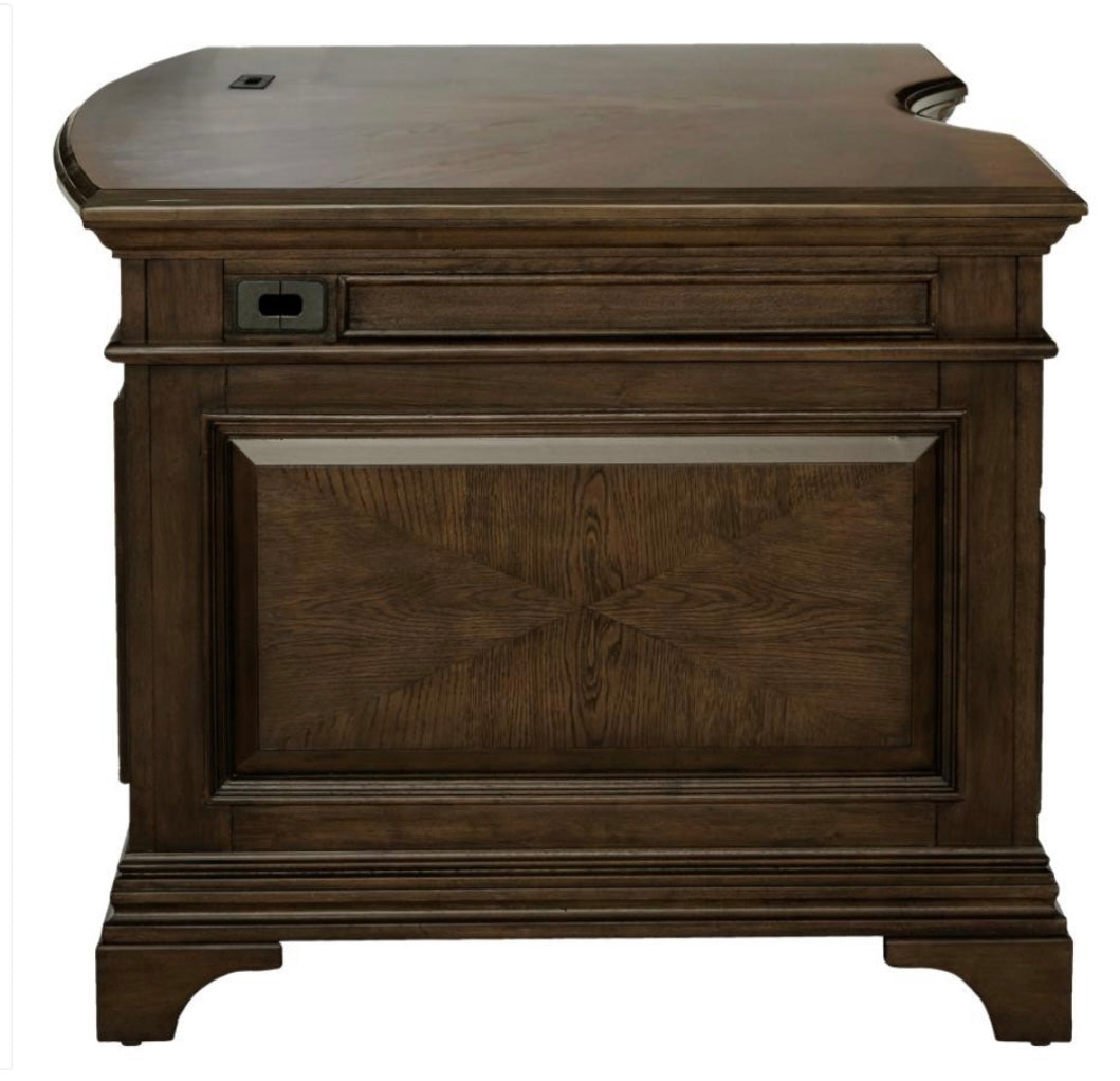 Hartshill Executive Desk with File Cabinets Burnished Oak 881281