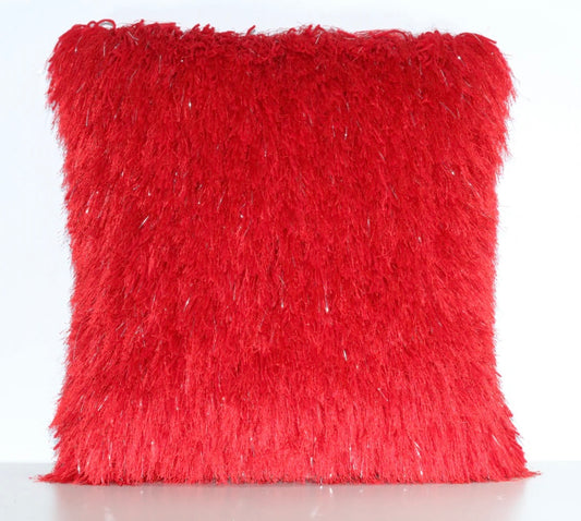 Shaggy Lurex Throw Pillow SHRS-A03 Red