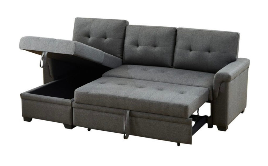 Reversible Lucca Dark Gray Linen Sectional 81342