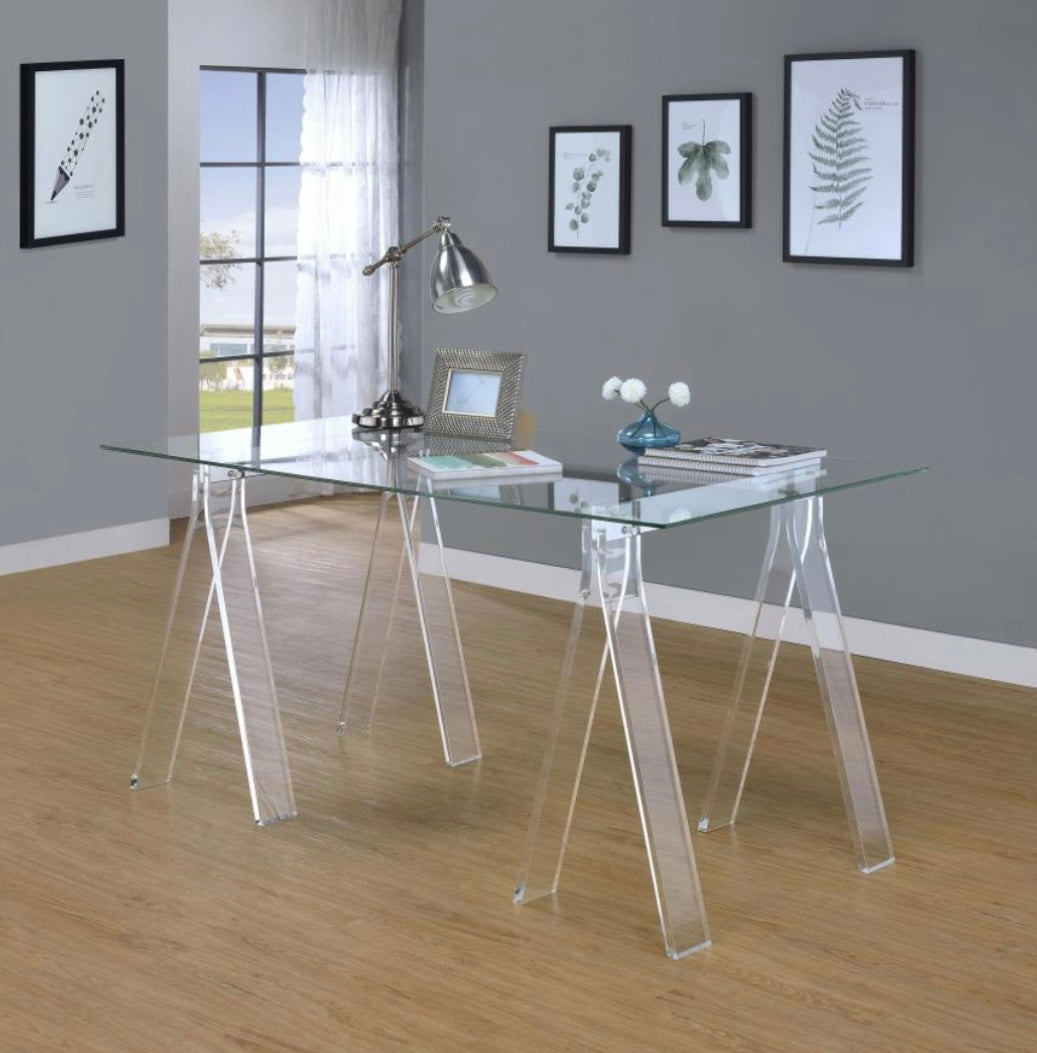 Amaturo Writing Desk with Glass Top Clear 801535