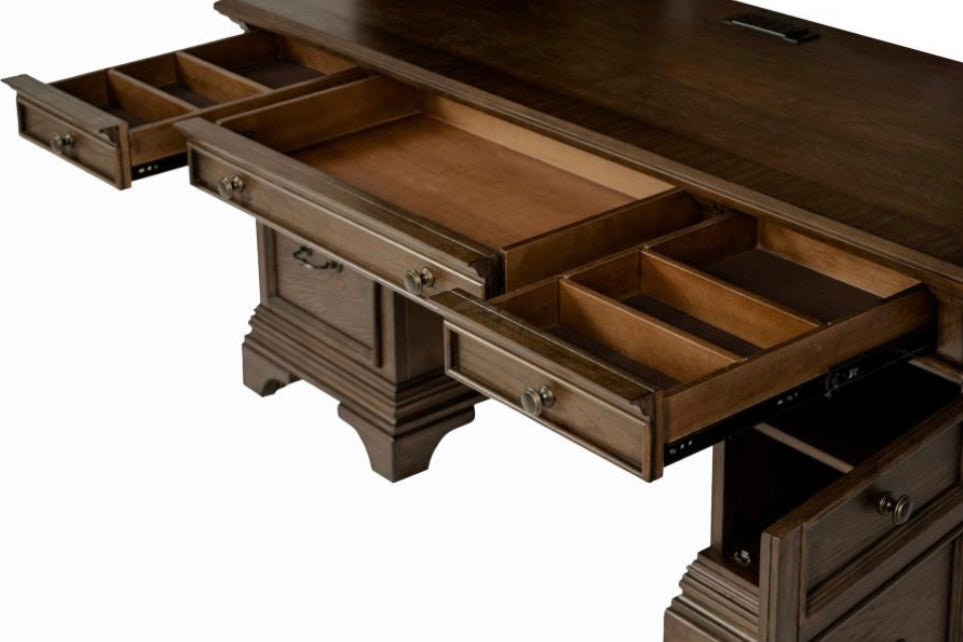 Hartshill Credenza with Power Outlet Burnished Oak 881282