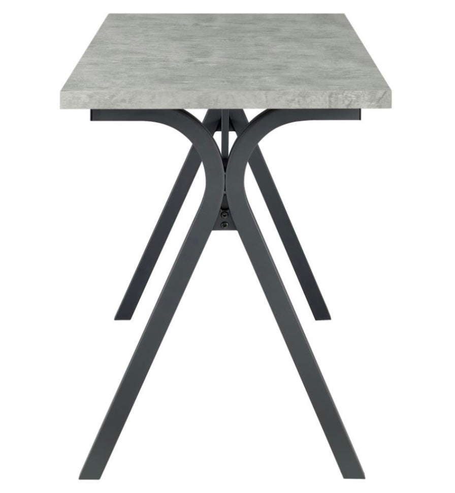 Tatum Rectangular Writing Desk Cement and Gunmetal  805891