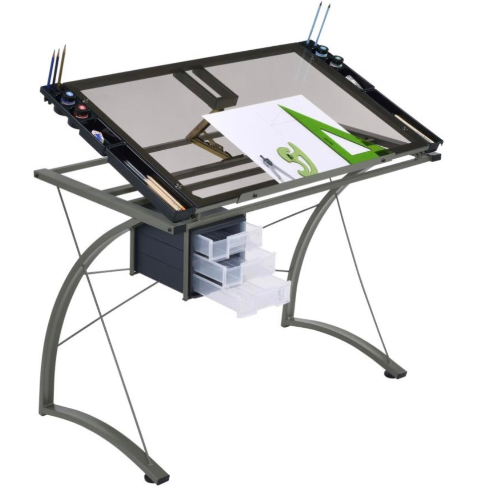 Melo 3-Drawer Drafting Desk Champagne 800986
