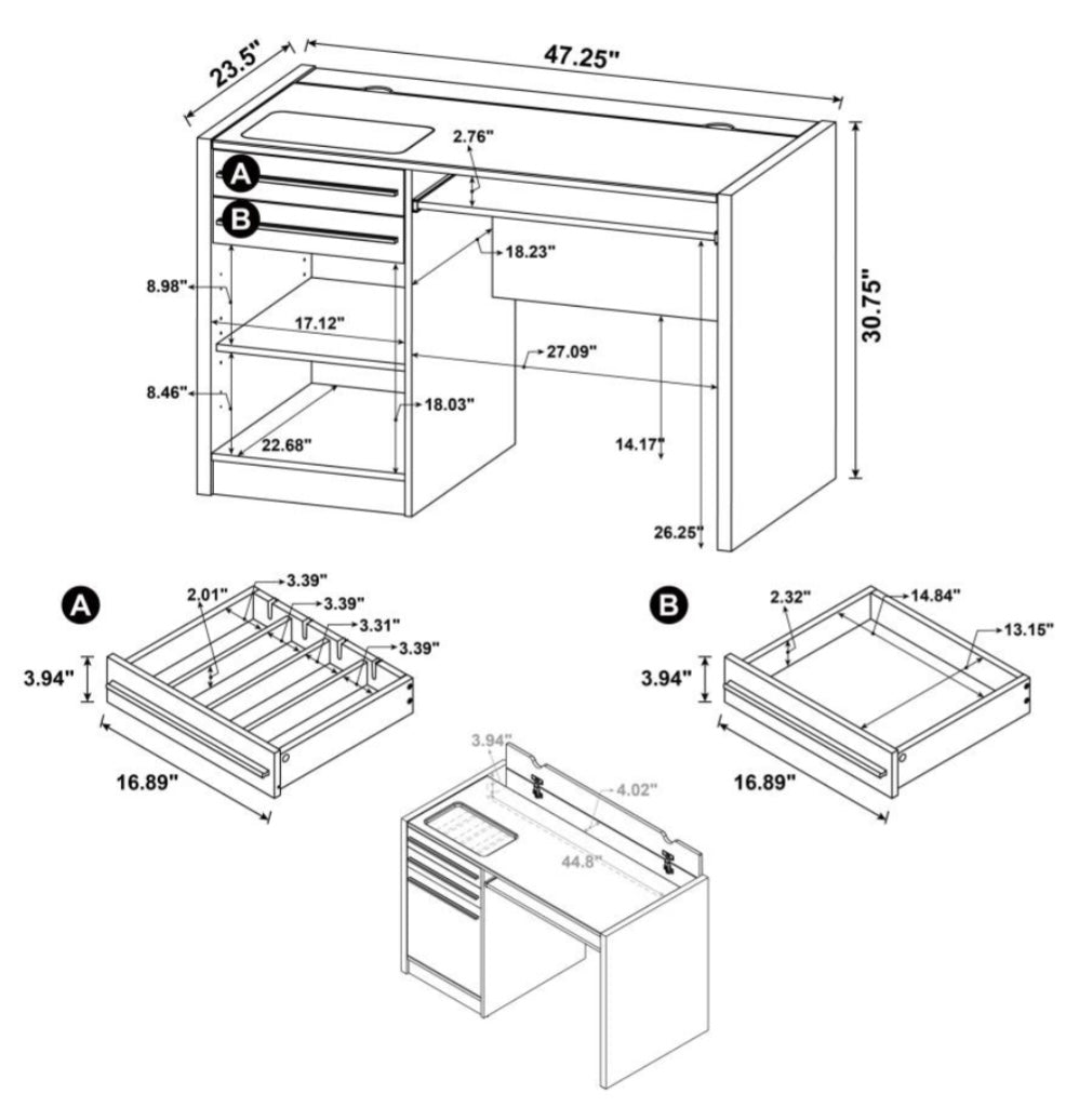 Halston Rectangular Connect-it Office Desk Cappuccino 800702