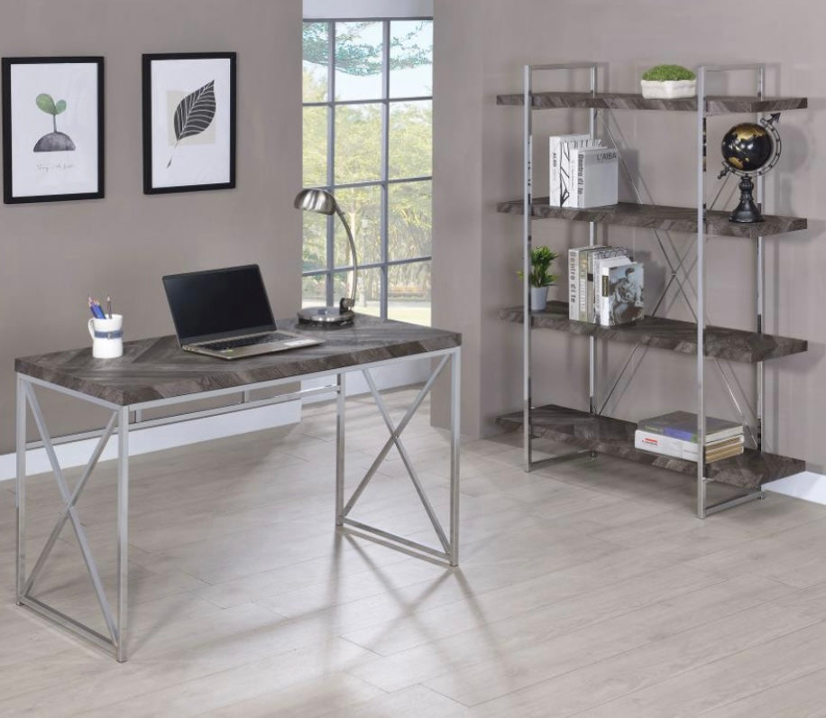 Grimma Writing Desk Rustic Grey Herringbone 802611