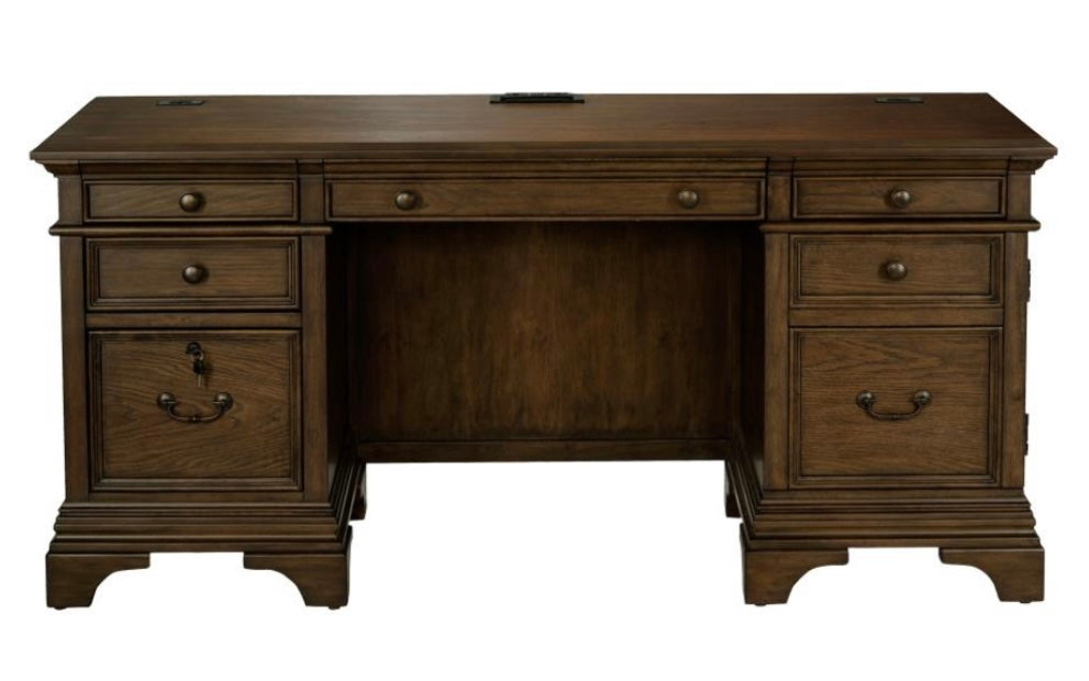 Hartshill Credenza with Power Outlet Burnished Oak 881282