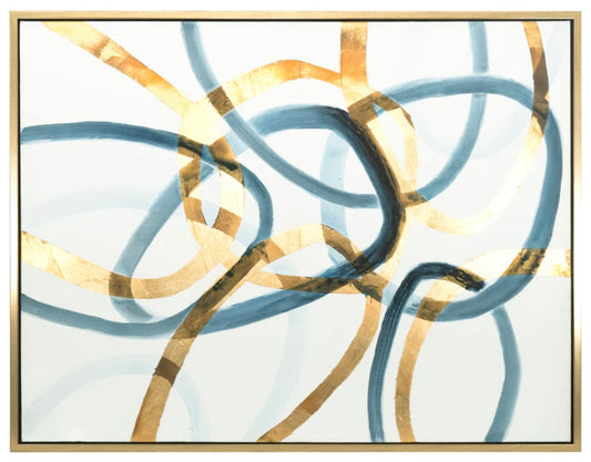 Blue/Gold Rings Abstract Wall Art Canvas Painting