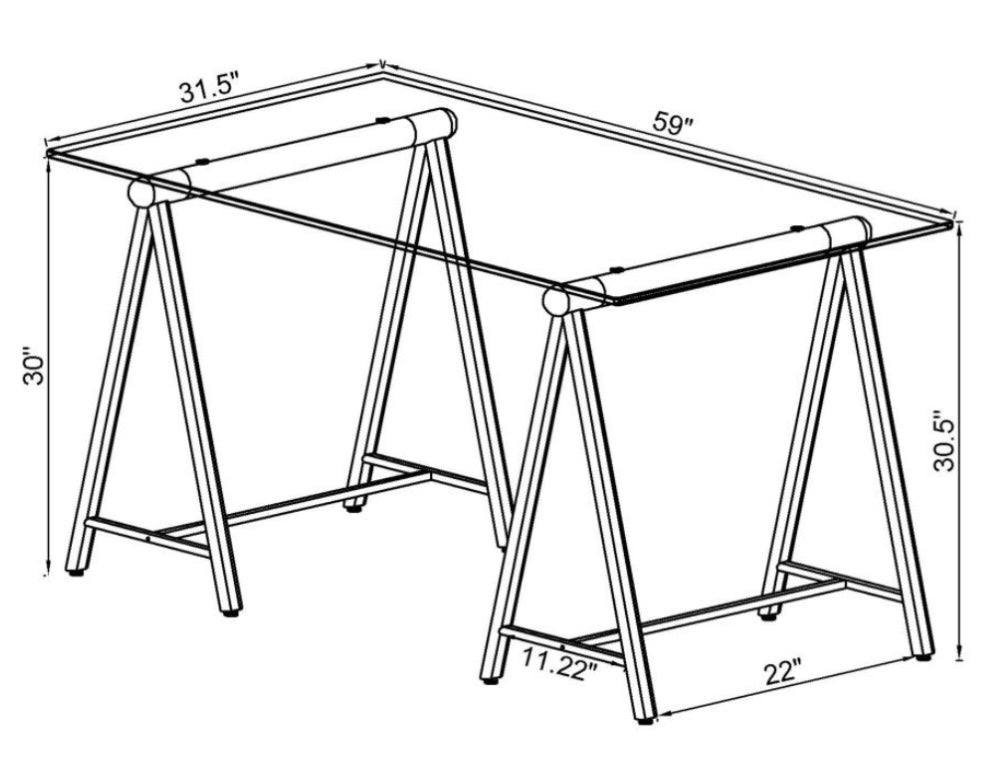 Patton World Map Writing Desk Nickel and Printed Clear 801504