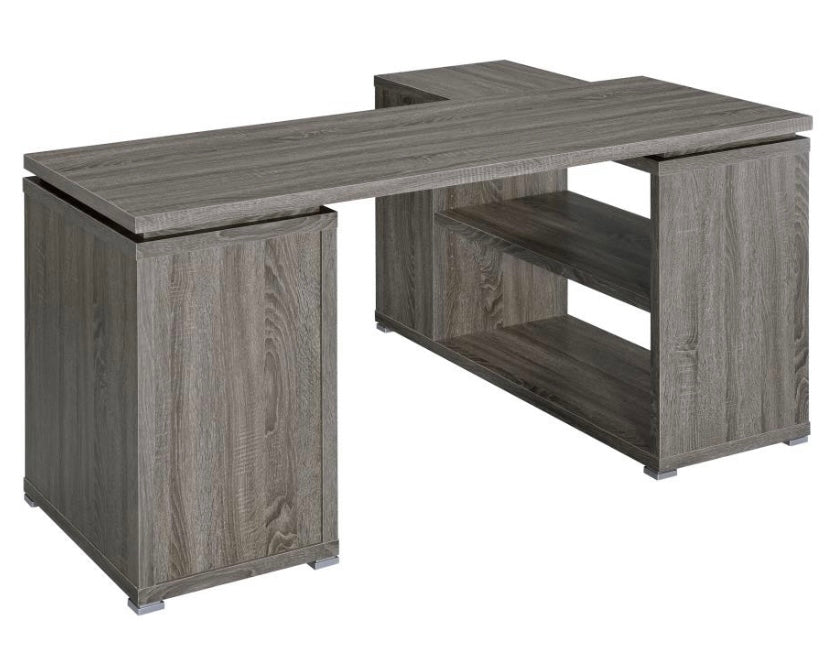 Yvette L-shape Office Desk Weathered Grey 800518