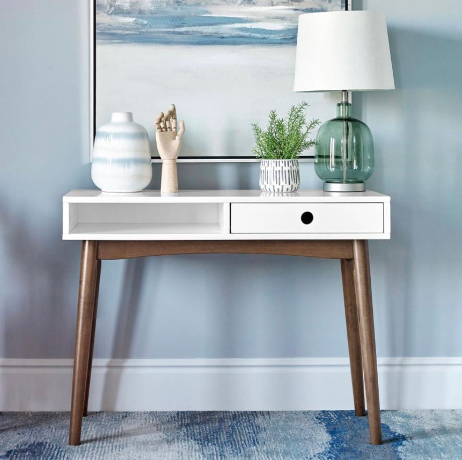 Bradenton 1-drawer Writing Desk White and Walnut 801931
