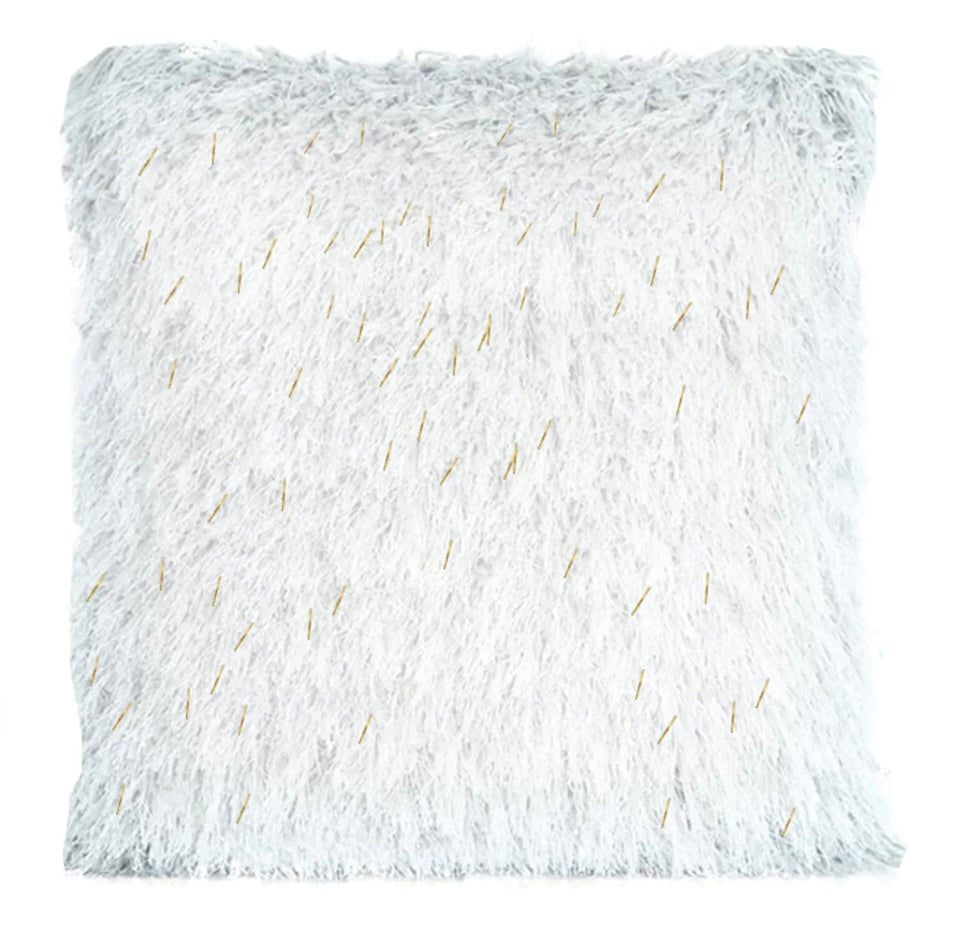 Shaggy Lurex Throw Pillow SHRS-A03 White/Gold