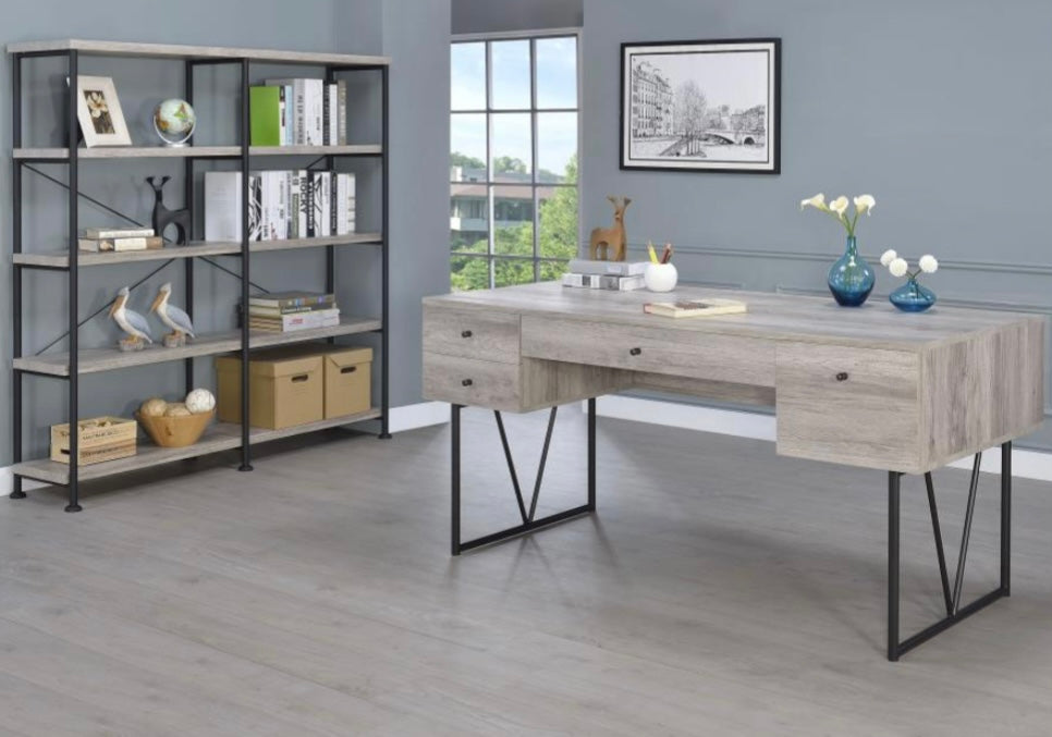 Analiese 4-drawer Writing Desk Grey Driftwood 801999