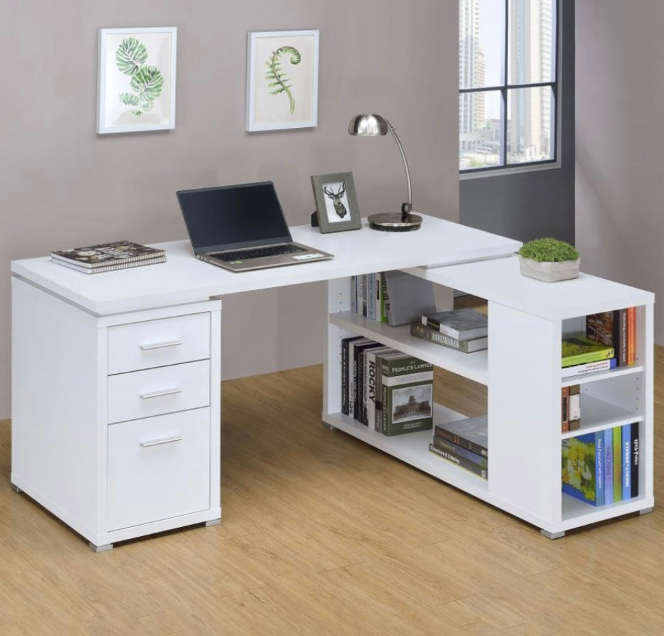 Yvette L-shape Office Desk White 800516