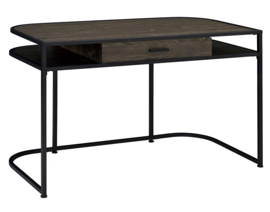 Ember 1-drawer Writing Desk Dark Oak and Sandy Black 803411