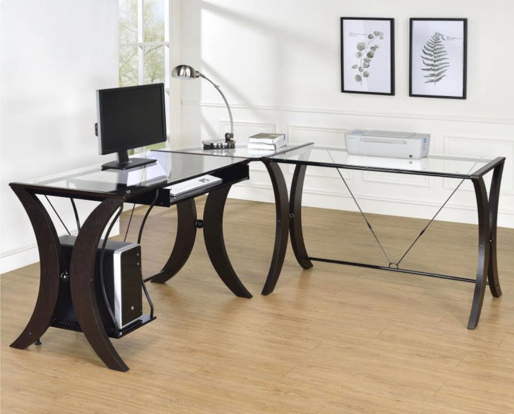 Monterey 3-piece L-shaped Computer Desk Set Cappuccino 800446