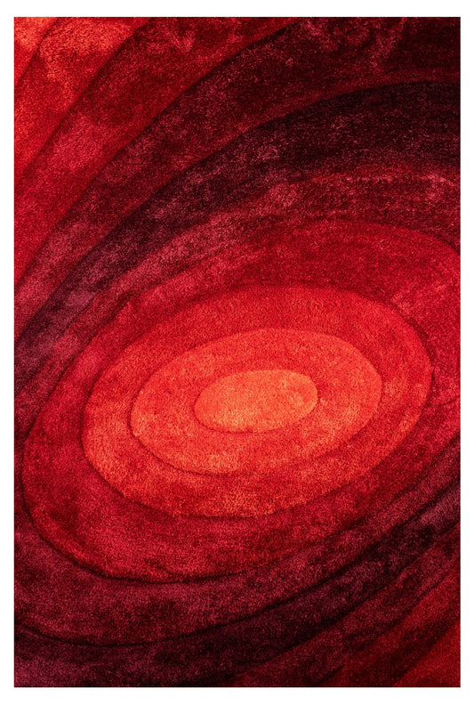 Red 3D Shaggy Oval Ombre Area Rugs SH1756RED