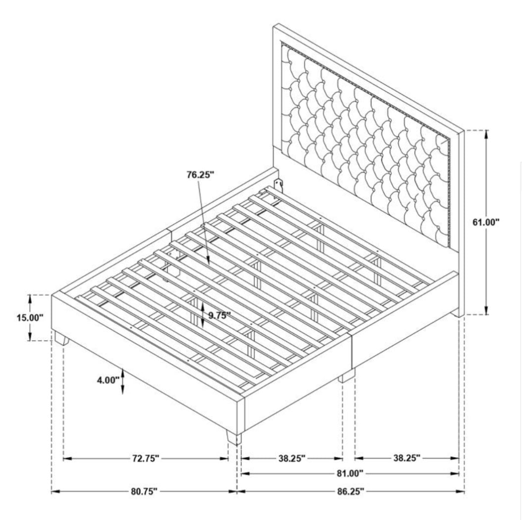 Hailey Upholstered Platform Eastern King Bed with Wall Panel 315925KE-SP
