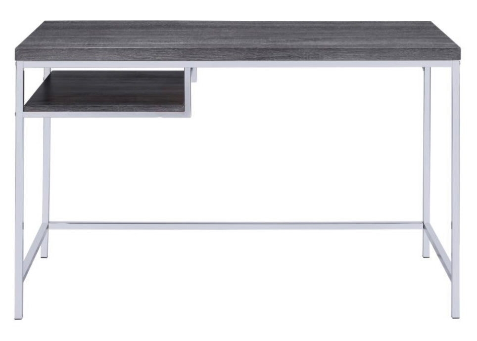 Kravitz Rectangular Writing Desk Weathered Grey and Chrome 801271