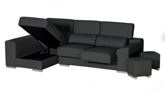 London Sectional Black Left