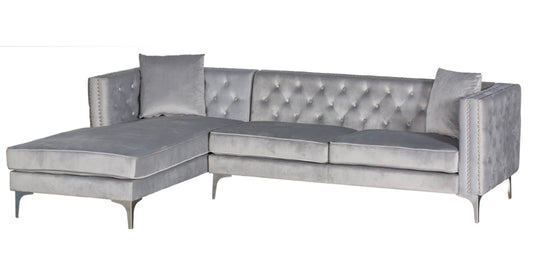 Melissa Sectional Gray Velvet Left