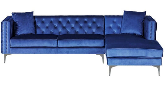 Melissa Sectional Blue Velvet Right