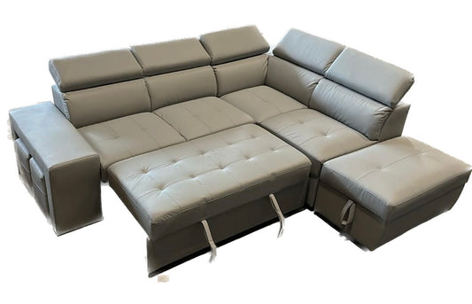 Positano Sectional Sleeper Grey Echo Leather RIGHT