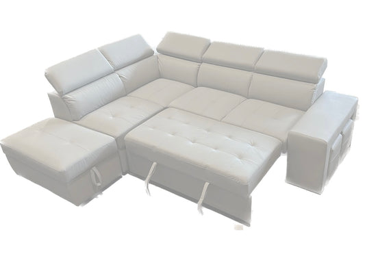 Positano Sectional Sleeper White Echo Leather LEFT