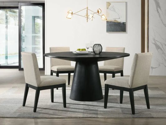 5 PCS Ebony Black 59" Dining Table Set 30016