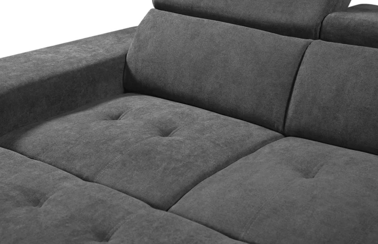 Henrik Light Gray Sleeper Sectional w/ Storage and Stools 89135