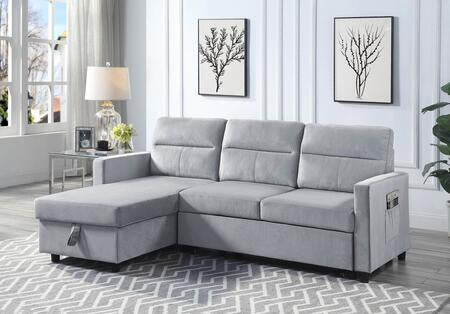Reversible Ivy Light Gray Velvet Sectional Sleeper  89331LG