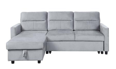 Reversible Ivy Light Gray Velvet Sectional Sleeper  89331LG