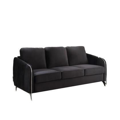 2 PCS Hathaway Black Velvet Fabric Sofa Loveseat 89726-SL