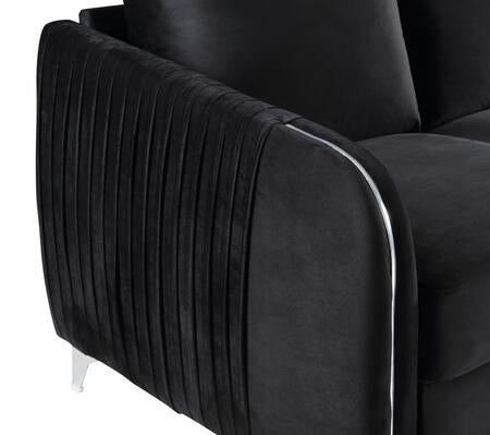 2 PCS Hathaway Black Velvet Fabric Sofa Loveseat 89726-SL