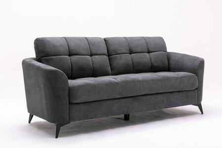 2 PCS Callie Gray Velvet Fabric Sofa Loveseat 89727-SL