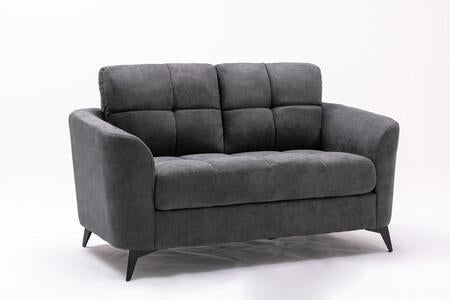 2 PCS Callie Gray Velvet Fabric Sofa Loveseat 89727-SL