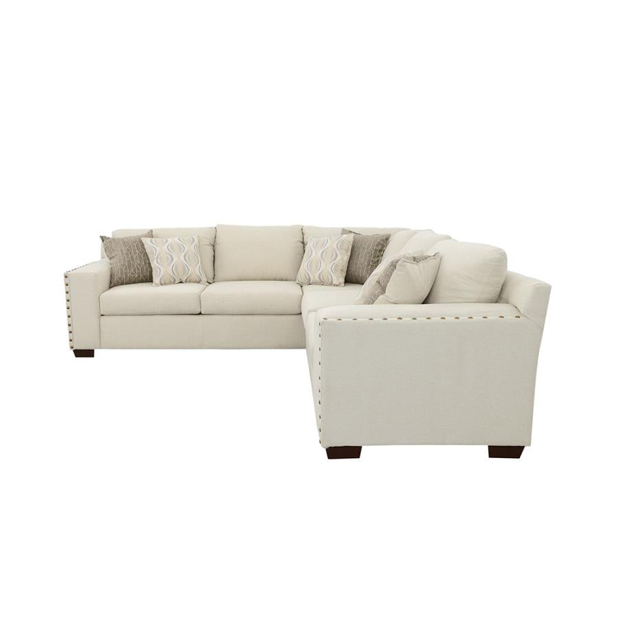 Aria L-shaped Sectional with Nailhead Oatmeal 508610