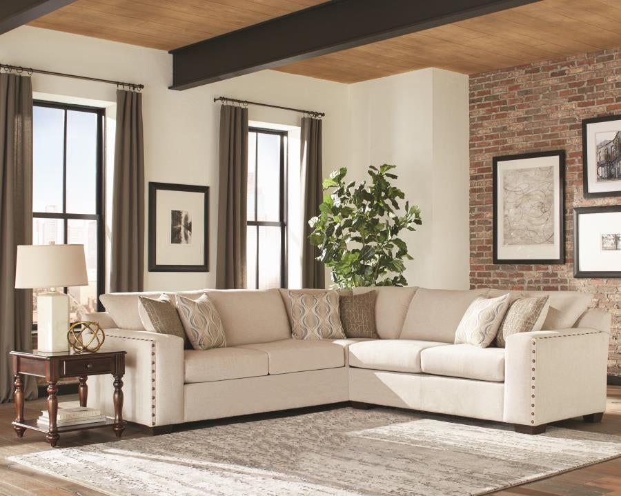 Aria L-shaped Sectional with Nailhead Oatmeal 508610