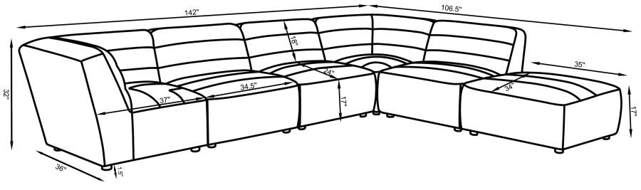 Sunny 6-piece Upholstered Sectional Natural 551621-SET