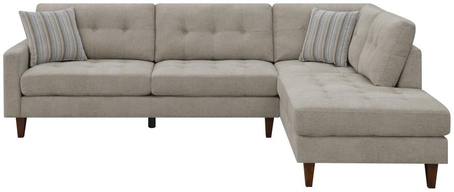 Barton Upholstered Tufted Sectional Toast and Brown 509796