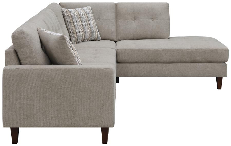 Barton Upholstered Tufted Sectional Toast and Brown 509796