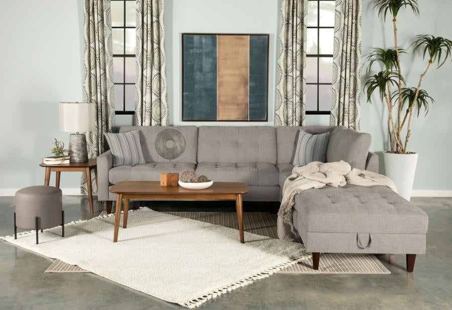 Barton Upholstered Tufted Sectional Toast and Brown 509796